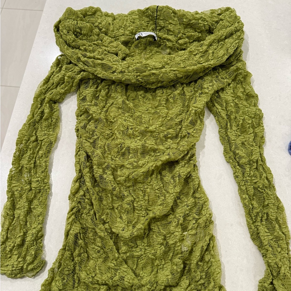 Sold Zara Olive Green Textured Blouse